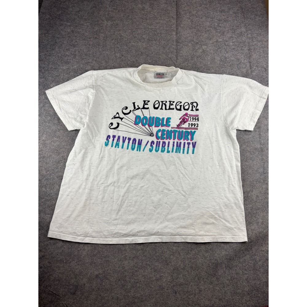 VTG 90s Mens XL Cycle Oregon T Shirt Oneita Power-T Single Stitch No Whining USA